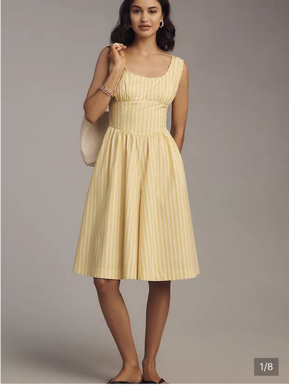 Maeve by Anthropologie Yellow Striped Sleeveless A-Line Romper